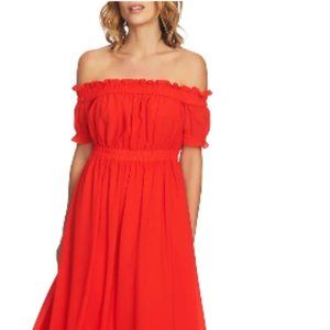 CECE Vivian Off The Shoulder Smocked Maxi Dress